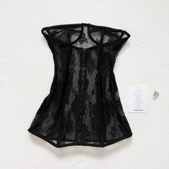 Black Lace Overlay Top - Picture 1 of 9
